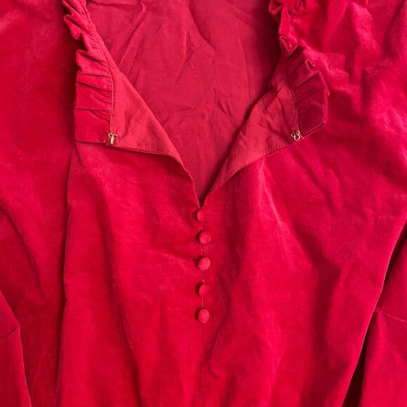 Draper James RSVP NWT Corduroy Ruffle Puff Sleeve Dress Womens Size 1X Red - Picture 6 of 9